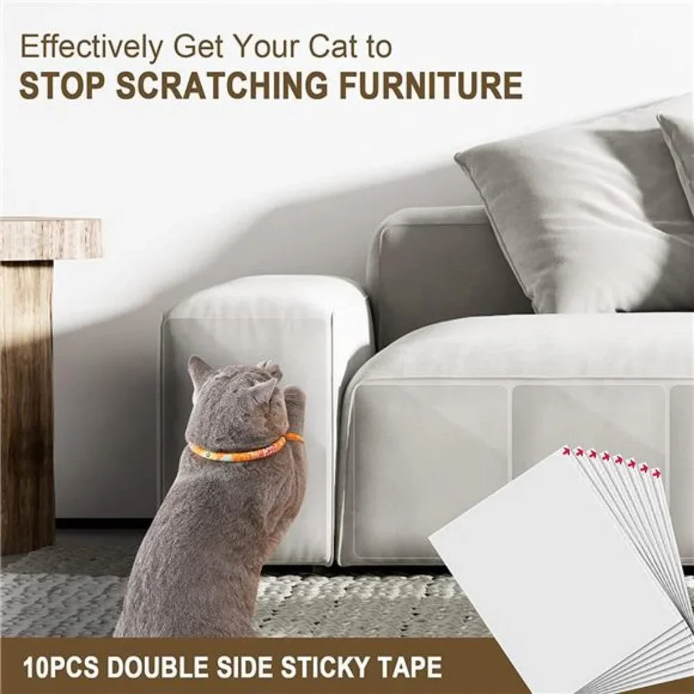 10 PCs Cat Scratcher, Double-side Sticky Cat Scratch Deterrent Tape